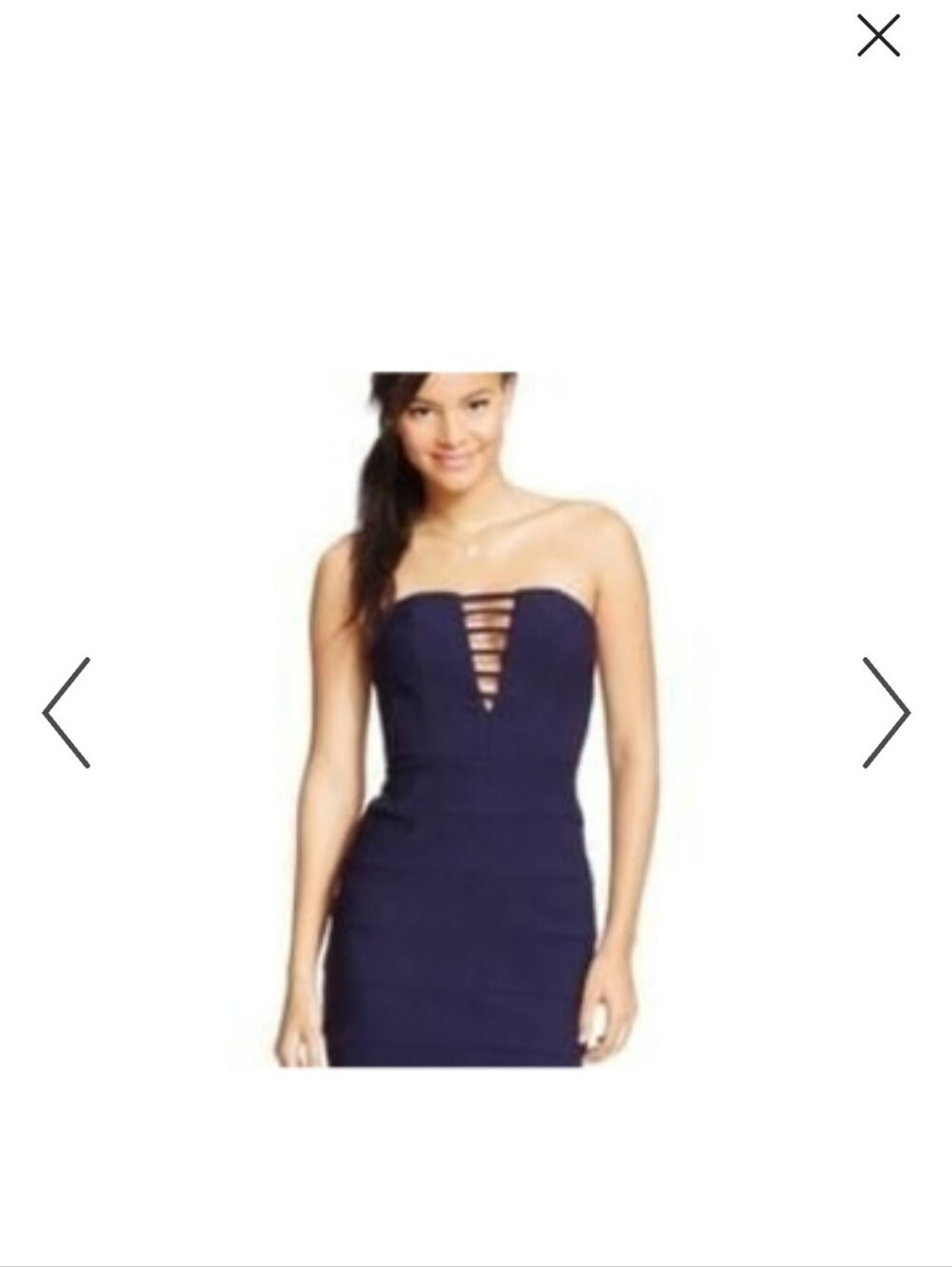 Trixxi Strapless Navy Ladder-Front Bandage Dress